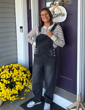Load image into Gallery viewer, Black Wash Denim Overalls