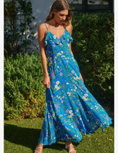 Load image into Gallery viewer, Blue Floral Maxi Dress