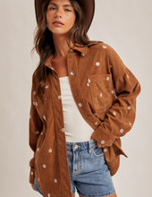 Load image into Gallery viewer, Brown Embroidered Corduroy Top