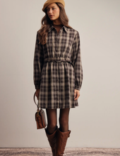 Load image into Gallery viewer, Brown Belted Plaid Dress