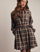 Load image into Gallery viewer, Brown Belted Plaid Dress