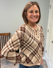 Load image into Gallery viewer, Brown Plaid Cardigan