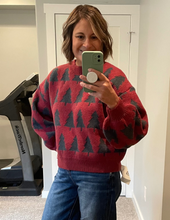 Load image into Gallery viewer, Burgundy Christmas Tree Sweater