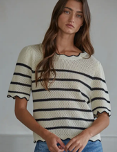 Load image into Gallery viewer, Cream/Black Striped Sweater