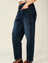 Load image into Gallery viewer, Dark Wash Barrel Jeans