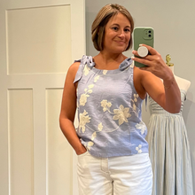 Load image into Gallery viewer, Dusty Blue Embroidery Top