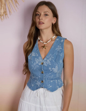 Load image into Gallery viewer, Floral Denim Vest