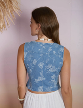 Load image into Gallery viewer, Floral Denim Vest