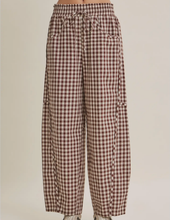 Load image into Gallery viewer, Gingham Barrel Leg Pants