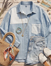 Load image into Gallery viewer, Mixed Stripe Denim Top