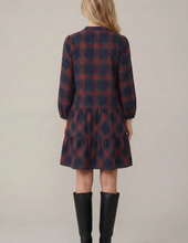 Load image into Gallery viewer, Navy Plaid 3/4 Sleeve Dress