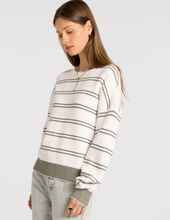 Load image into Gallery viewer, Ivory & Olive Striped Sweater