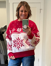 Load image into Gallery viewer, Red & Ivory Fair Isle Sweater