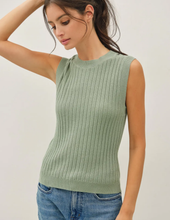 Load image into Gallery viewer, Sage Ribbed Sweater Tank