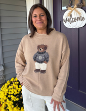 Load image into Gallery viewer, Khaki Teddy Bear Sweater