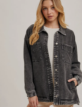 Load image into Gallery viewer, Washed Black Denim Jacket