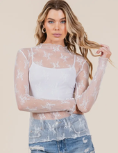 Load image into Gallery viewer, White Floral Lace Top
