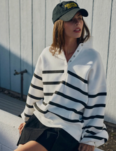 Load image into Gallery viewer, White/Black Striped Pullover