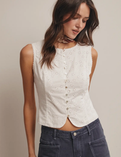 Load image into Gallery viewer, White Eyelet Sleeveless Top