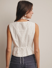 Load image into Gallery viewer, White Eyelet Sleeveless Top
