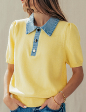 Load image into Gallery viewer, Yellow Denim Collar Top