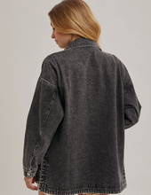 Load image into Gallery viewer, Washed Black Denim Jacket