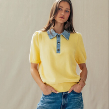 Load image into Gallery viewer, Yellow Denim Collar Top