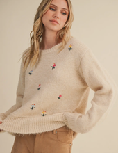 Load image into Gallery viewer, Taupe Floral Embroidered Sweater

