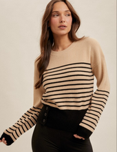 Load image into Gallery viewer, Taupe/Black Striped Sweater
