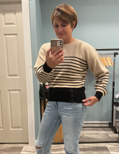 Load image into Gallery viewer, Taupe/Black Striped Sweater
