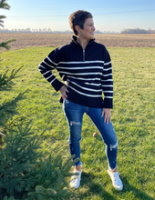 Load image into Gallery viewer, Black Striped Sweater
