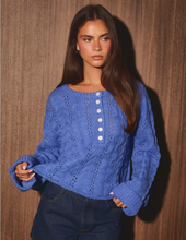 Load image into Gallery viewer, Blue Cable Knit Sweater
