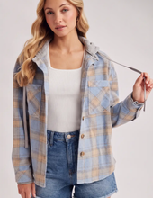 Load image into Gallery viewer, Blue Plaid Hooded Jacket
