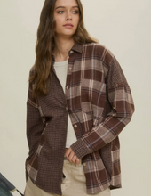 Load image into Gallery viewer, Brown Colorblock Plaid Shirt
