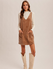 Load image into Gallery viewer, Brown Corduroy Overall Dress
