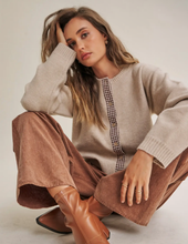 Load image into Gallery viewer, Brown Gingham Trim Cardigan
