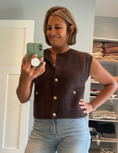 Load image into Gallery viewer, Brown Gold Button Vest

