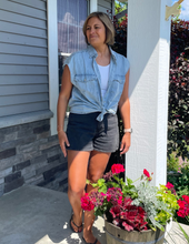 Load image into Gallery viewer, Cap Sleeve Denim Top
