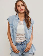 Load image into Gallery viewer, Cap Sleeve Denim Top
