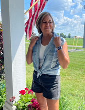 Load image into Gallery viewer, Cap Sleeve Denim Top

