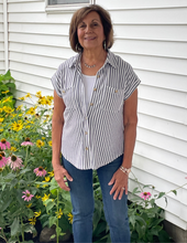 Load image into Gallery viewer, Charcoal Stripe Top
