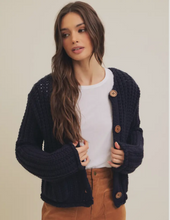 Load image into Gallery viewer, Chunky Navy Cardigan Sweater
