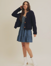 Load image into Gallery viewer, Chunky Navy Cardigan Sweater
