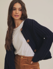 Load image into Gallery viewer, Chunky Navy Cardigan Sweater
