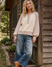 Load image into Gallery viewer, Color Block Henley Sweater
