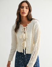 Load image into Gallery viewer, Cream Tie Front Cardigan
