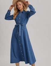 Load image into Gallery viewer, Denim Belted Dress
