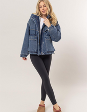 Load image into Gallery viewer, Denim Sherpa Hooded Jacket
