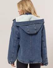 Load image into Gallery viewer, Denim Sherpa Hooded Jacket
