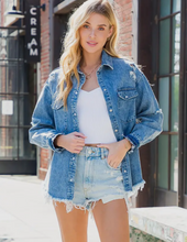 Load image into Gallery viewer, Distressed Oversized Denim Jacket
